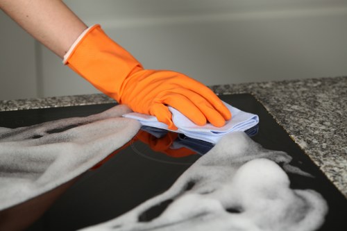 Professional curtain cleaning in a modern Dubai living room